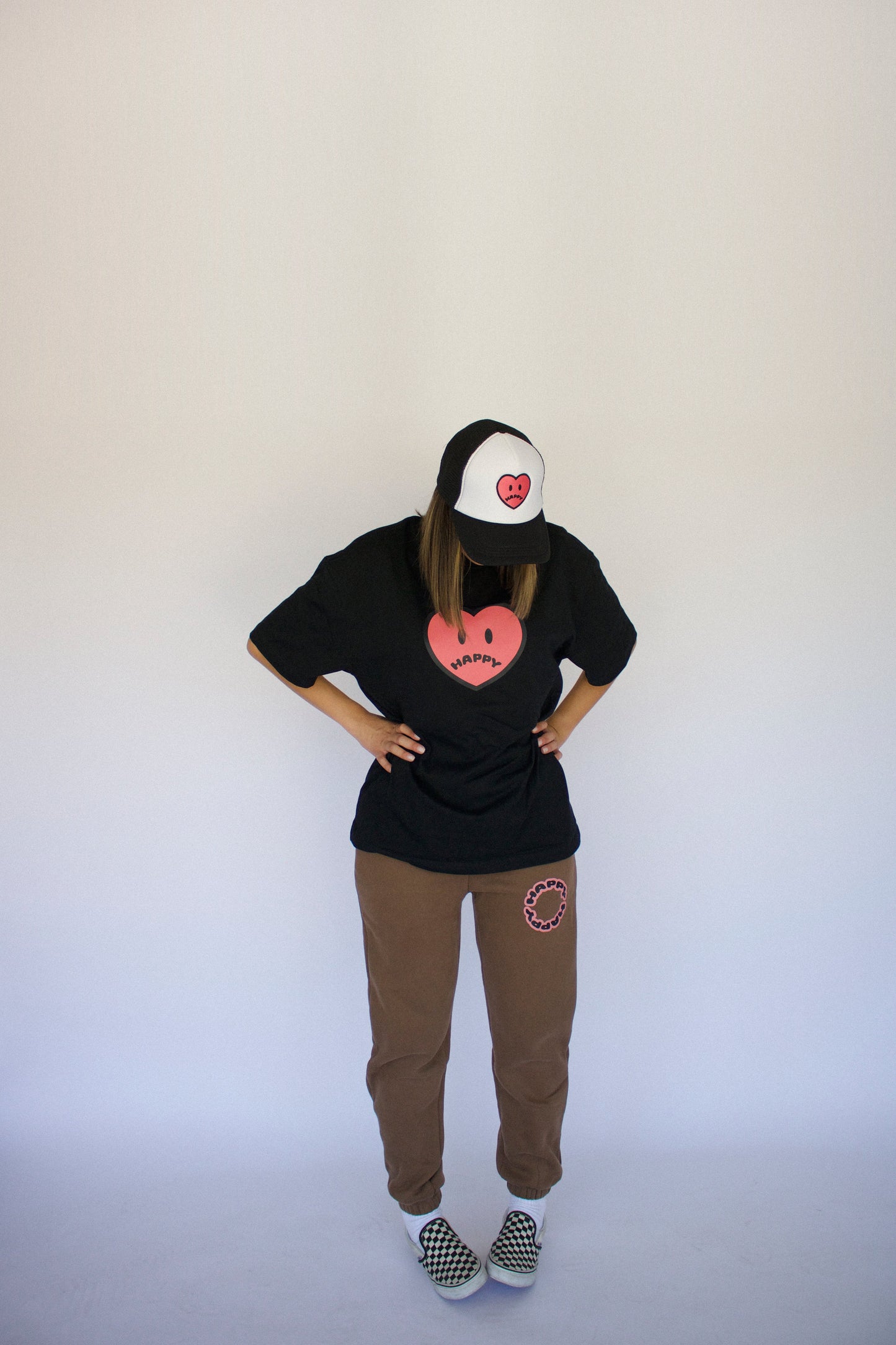 Happy Home jet black tee on model — limited drop no restock streetwear