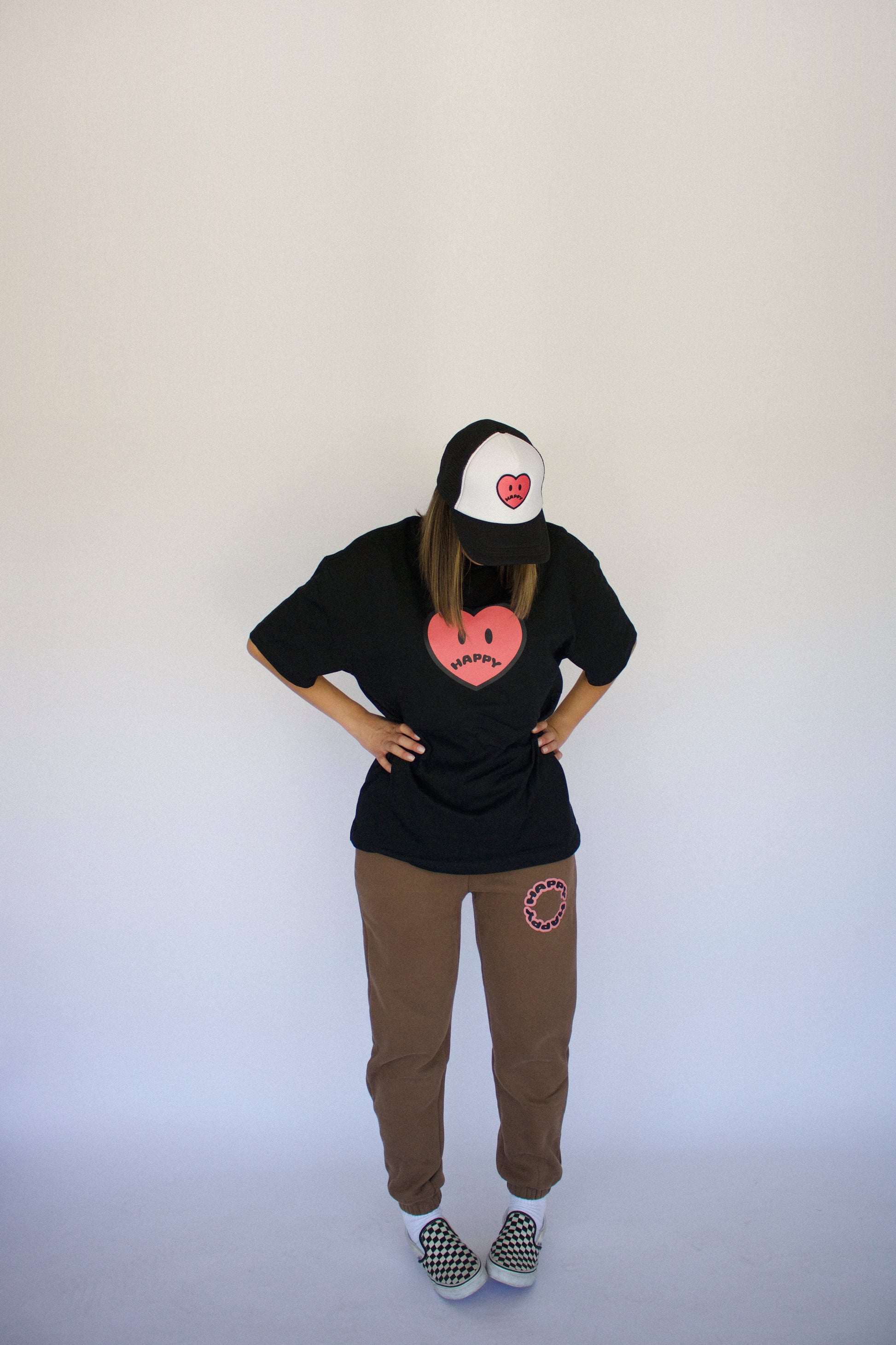 Happy Home jet black tee on model — limited drop no restock streetwear