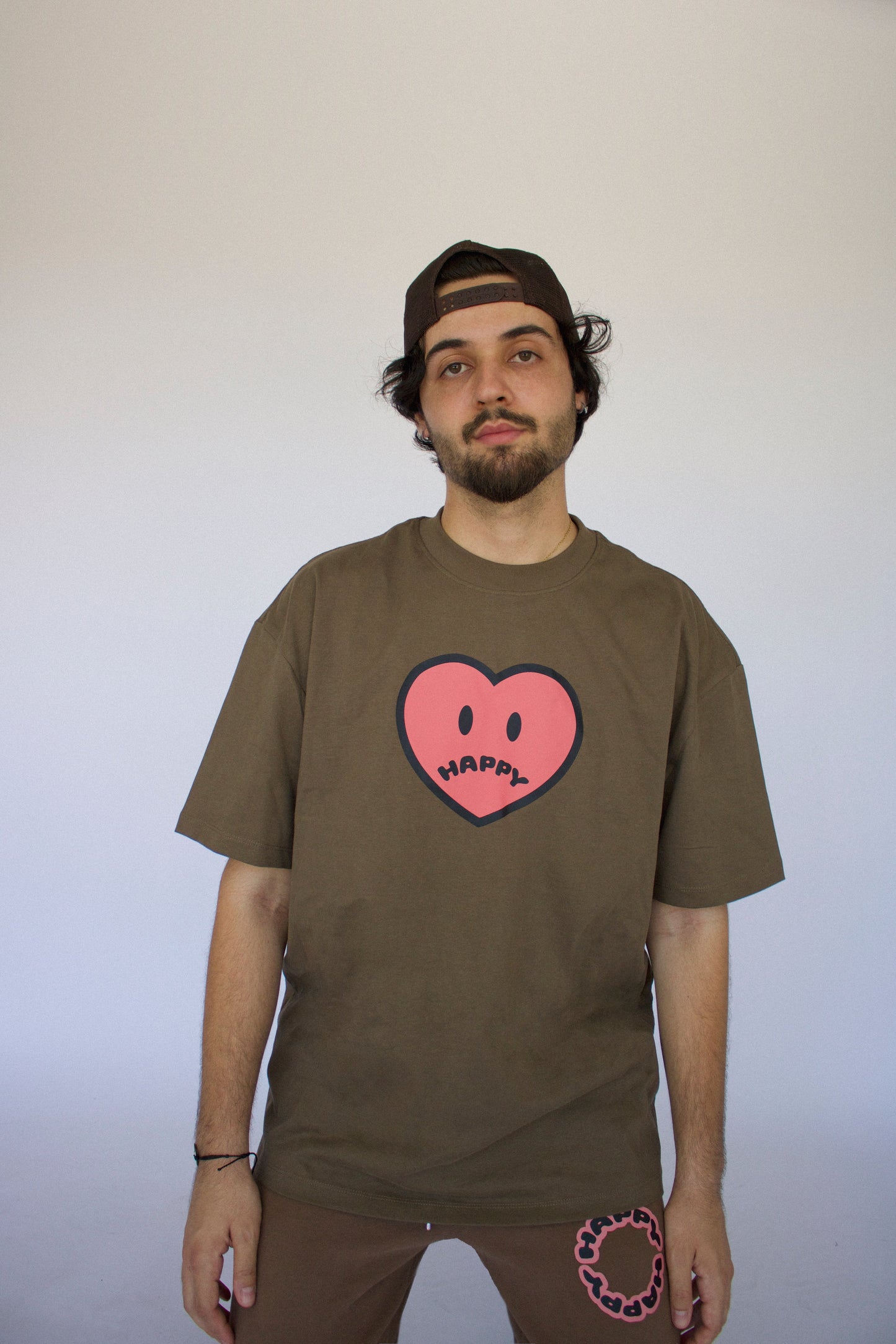 Happy Home wood tee on model — limited drop streetwear brand that donates to NAMI