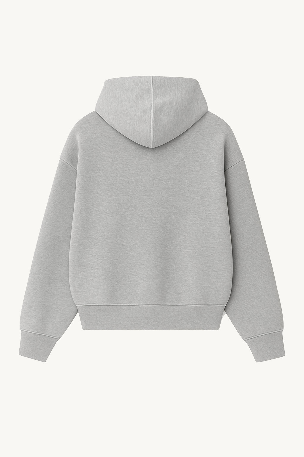 Happy Home centerpiece hoodie heather gray back — oversized mental health streetwear