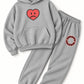 Happy Home heather gray sweat set lifestyle — matching hoodie and sweatpants, Los Angeles