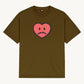 Happy Home centerpiece tee wood front — screen-printed HAPPY logo, 240 GSM 100% cotton